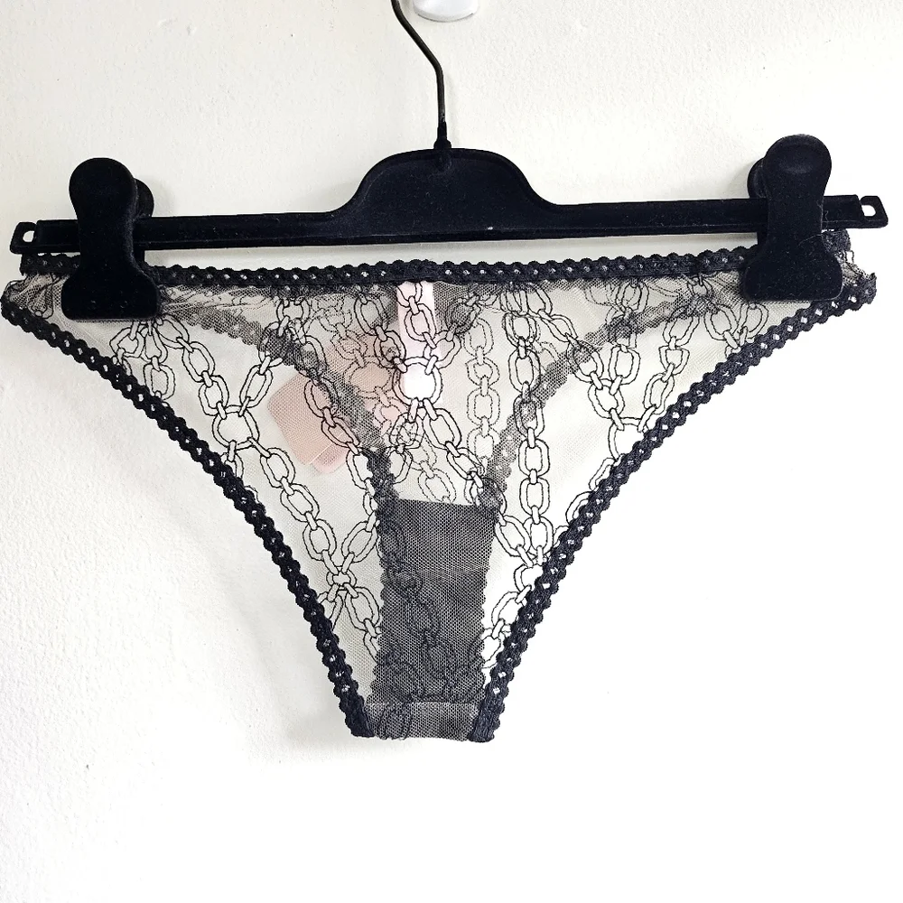New Agent Provocateur Bailey Tulle Lace Nude/Black Brief Panties AP 2 / Small